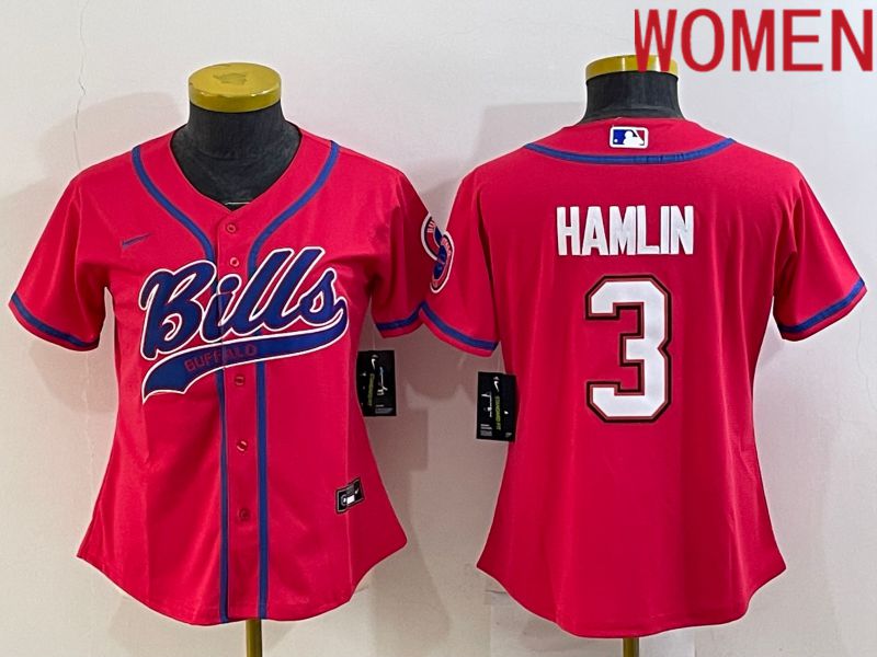 Women Buffalo Bills 3 Hamlin Red 2022 Nike Co branded NFL Jerseys